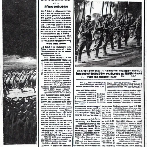 Prompt: the burmese military surrendering to the rebels, newspaper article
