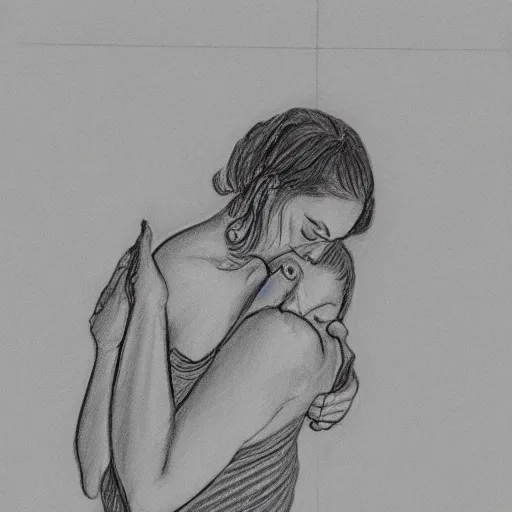 Image similar to black and white pencil sketch of a woman bending and crying into her arms in a bathroom