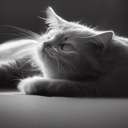 Image similar to fat cat lying on the sunlight, photo, colour splash