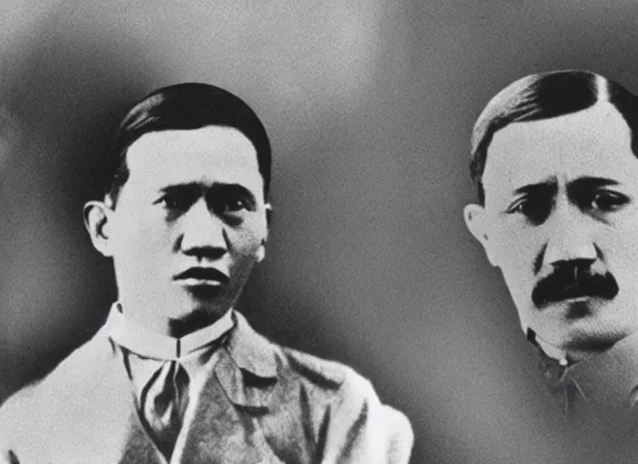 Image similar to jose rizal in a boxing match with hitler, cinematic