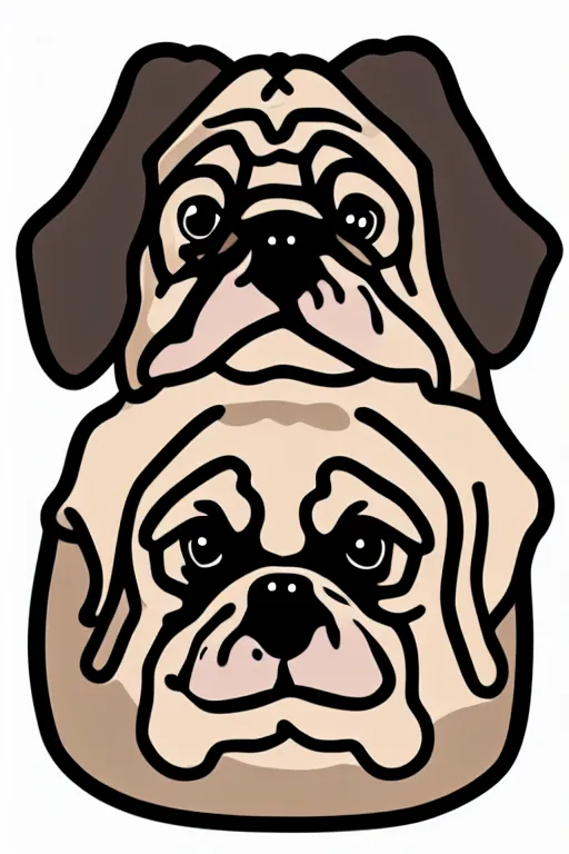 Prompt: Portrait of a big chungus pug, sticker, colorful, illustration, highly detailed, simple, smooth and clean vector curves, no jagged lines, vector art, smooth