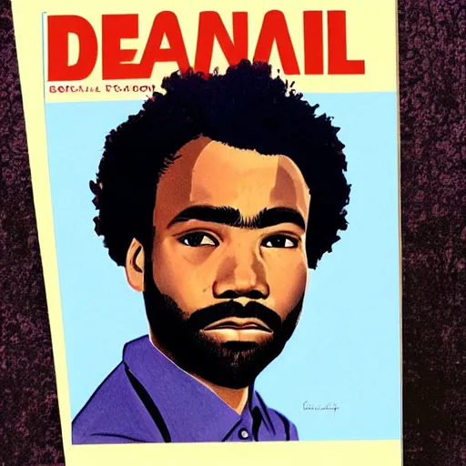 Image similar to “Donald Glover portrait, color vintage magazine illustration 1950”