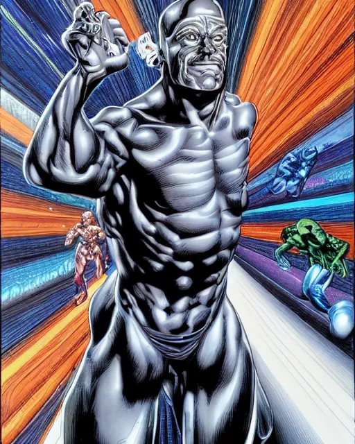 Image similar to silver surfer by glenn fabry, perspective