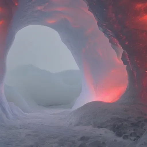 Prompt: magical caves of fire and ice