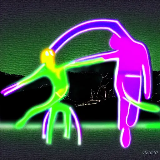 Image similar to dancing on top of a neon lit rainbow digital art, ue 5