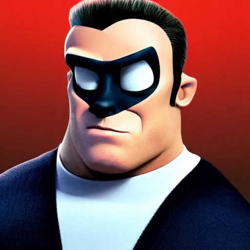 Image similar to Syndrome from the Incredibles, played by Dwayne Johnson