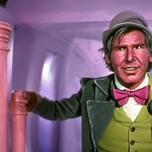 Image similar to A still of Harrison Ford in Willy Wonka