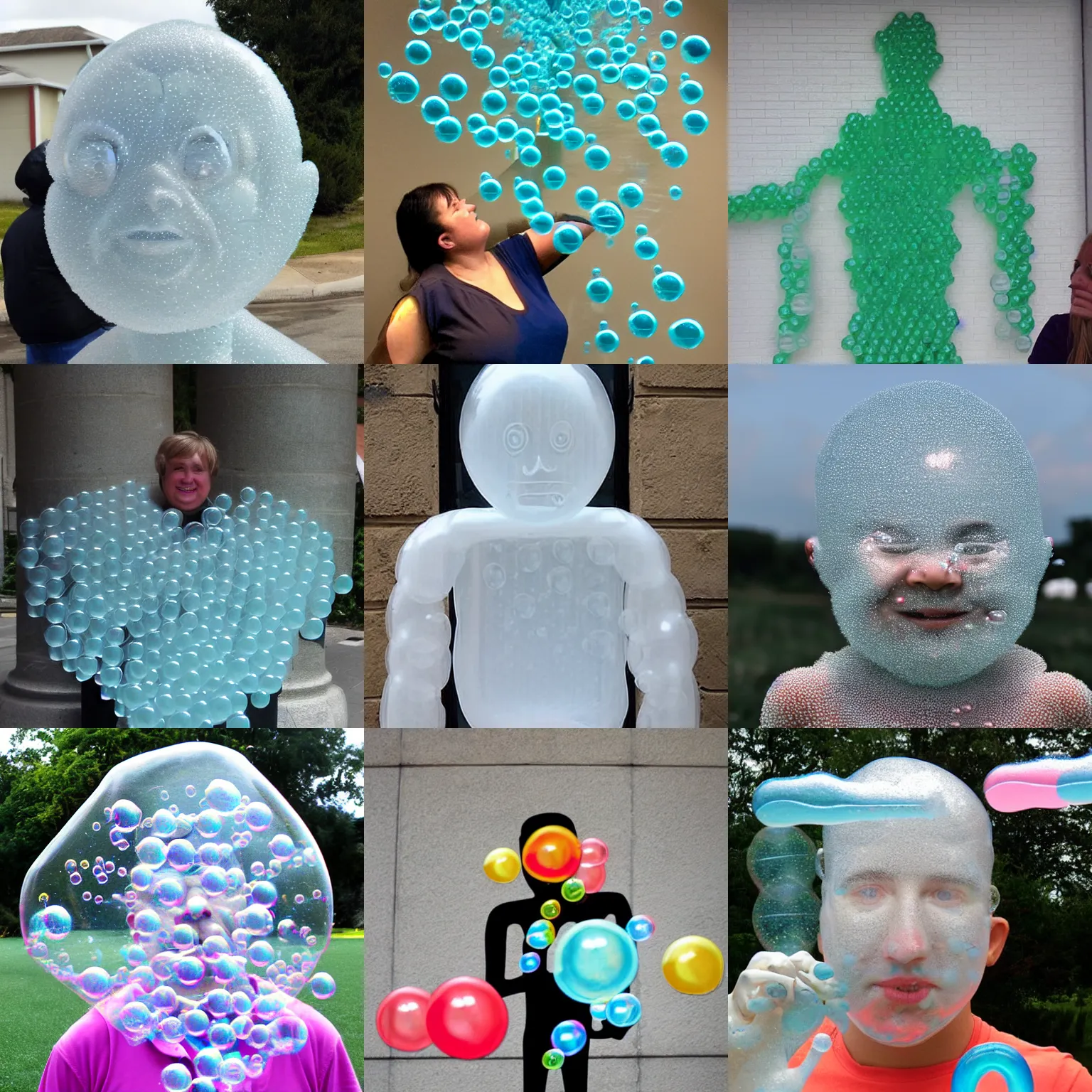 Prompt: a person made out of bubbles