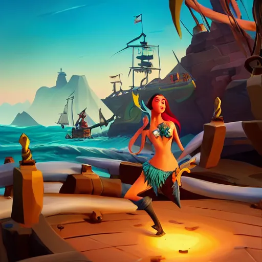 Image similar to jack the pirate mermaid on sea of thieves game avatar hero, behance hd by jesper ejsing, by rhads, makoto shinkai and lois van baarle, ilya kuvshinov, rossdraws global illumination