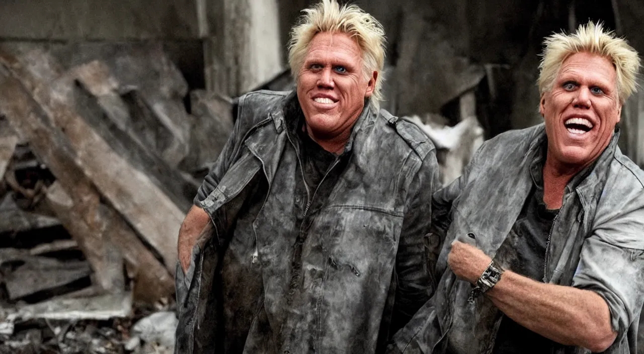 Prompt: gary busey in the apocalypse