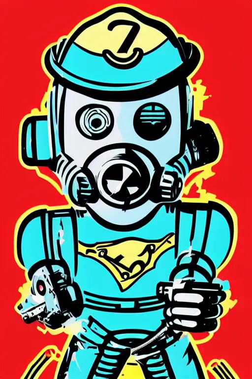 Image similar to fallout 7 6 retro futurist illustration art by butcher billy, sticker, colorful, illustration, highly detailed, simple, smooth and clean vector curves, no jagged lines, vector art, smooth andy warhol style