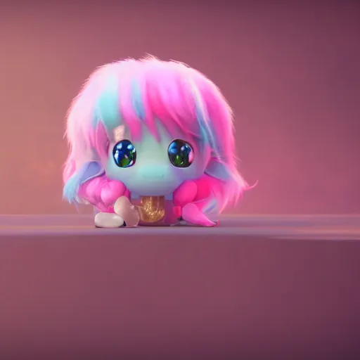 Image similar to cutest tiny fantasy cloud animal, with sprouting rainbow hair, hd, japanese anime artist drawn, dlsr, dream animal cute eyes, trending on artstation, cotton candy, octane render, cinematic