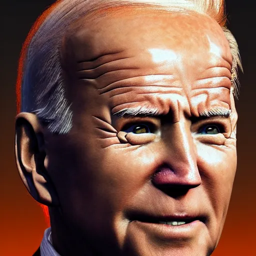 Prompt: closeup portrait biden in dante's inferno painting, crows, crosses, dark beauty, rotten gold, perfect faces, extremely detailed, cinema 4 d, unreal engine.