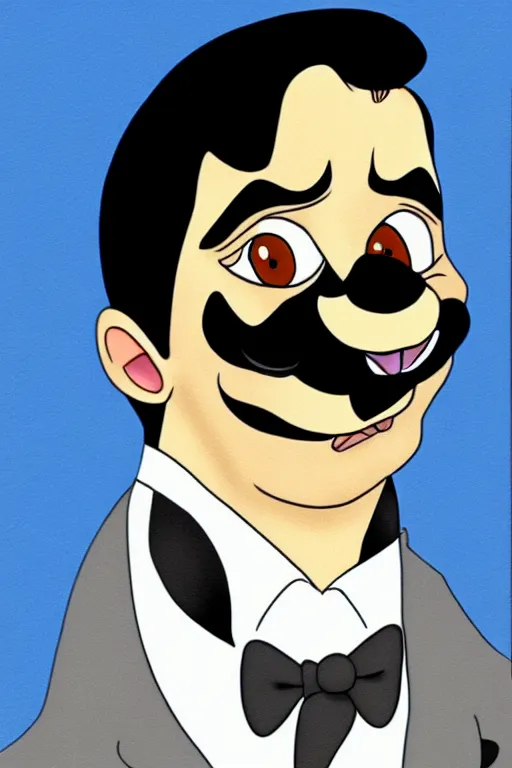 Image similar to gomez addams as pepe le pew, portrait