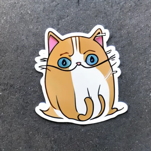 Image similar to a sticker of a cute cat