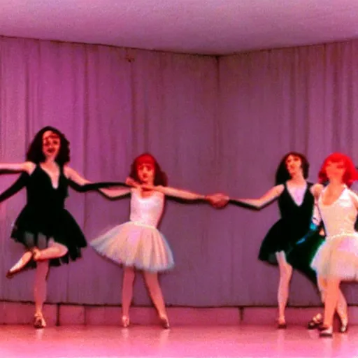 Image similar to suspiria room dancing girls theater, 8 mm