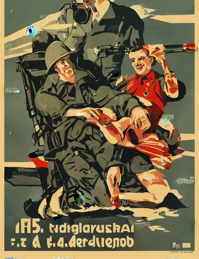 Image similar to a german propaganda poster during ww 2, vector art, artstation, detailed, 8 k resolution, retro