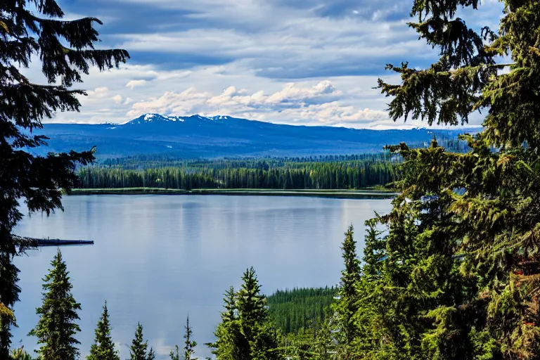 Prompt: Spirit Lake Washington panoramic view