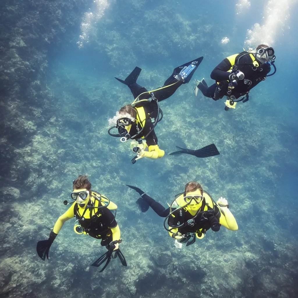 Prompt: a scubadiver in the sky