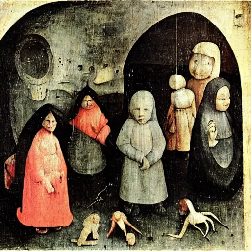 Image similar to the faceless children Hieronymus Bosch