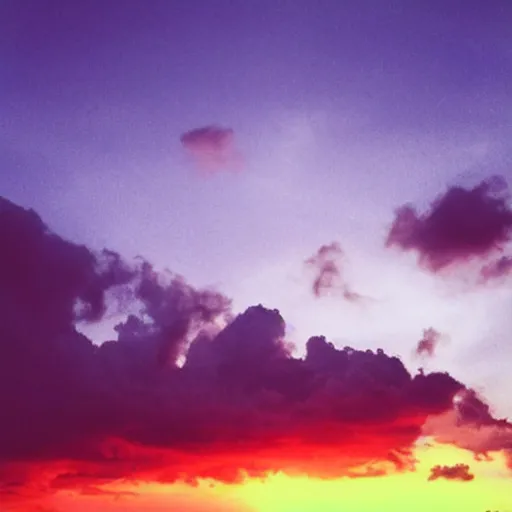 Image similar to photograph of the sky, taken with an iphone, nostalgic, beautiful, sunset, clouds