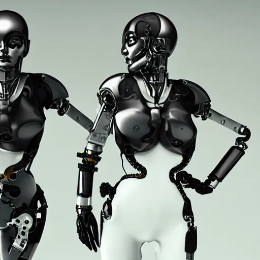 Prompt: mechanical female cyborg broken arm indomitable trendy style rendering 8 k