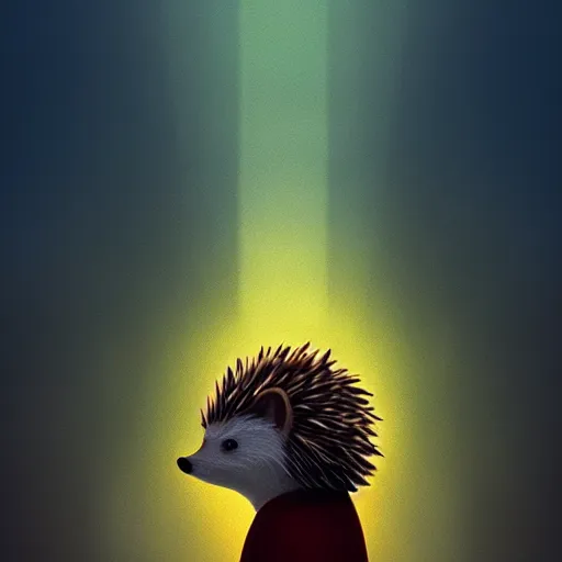 Image similar to hedgehog int he style of christopher balaskas, warm colours, autumn colours, cinematic lighting, front profile