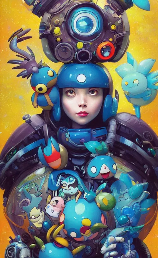 Image similar to lofi BioPunk Pokemon Piplup portrait Pixar style by Tristan Eaton_Stanley Artgerm and Tom Bagshaw,
