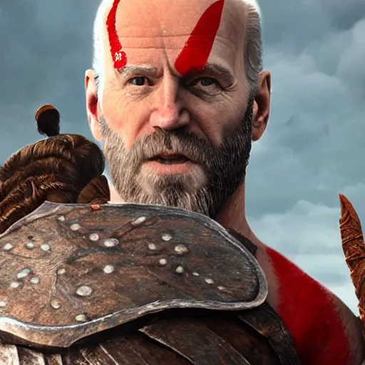 Image similar to Joe Biden as god of war