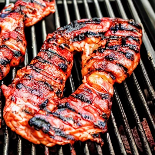 Image similar to alien meat on a grill, closeup, professional food photography