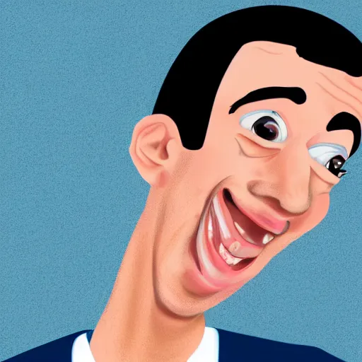 Prompt: detailed cartoon portrait of nathan fielder tickling his feet