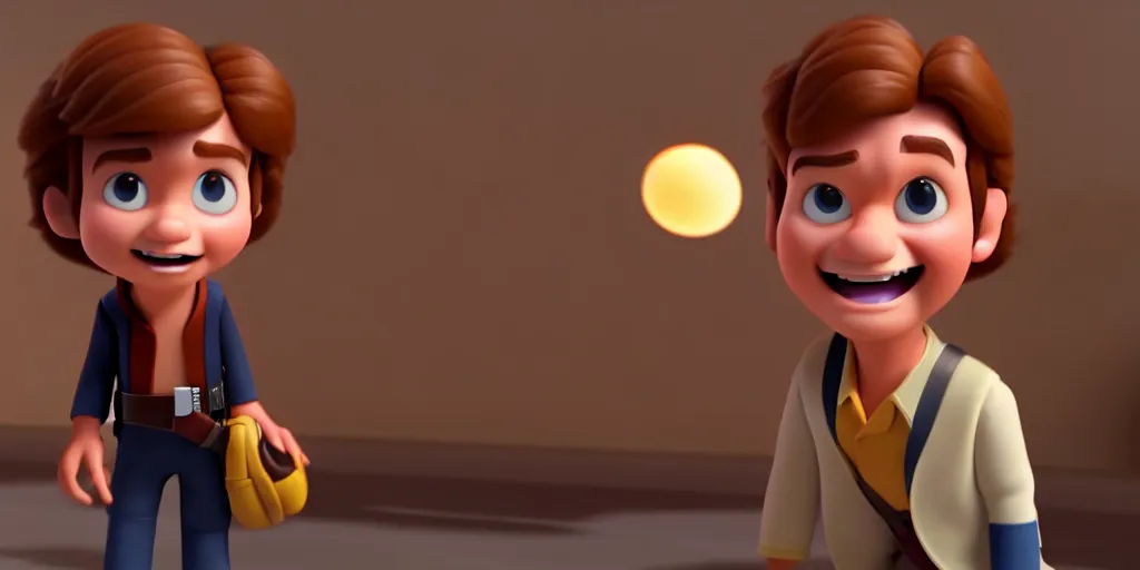 Image similar to a wholesome animation key shot of a han solo pixar and disney animation sharp render 3 d animated, cinematic lighting