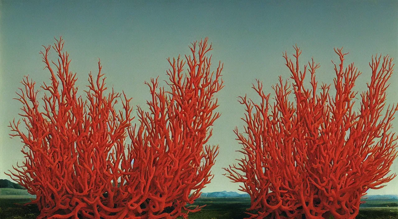 Prompt: one single! coral fungus floating in the clear sky, a high contrast!! ultradetailed photorealistic painting by jan van eyck, audubon, rene magritte, agnes pelton, max ernst, walton ford, hard lighting, masterpiece