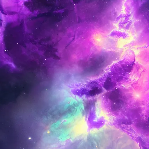 Image similar to Purple nebula, highly detailed, artstation.