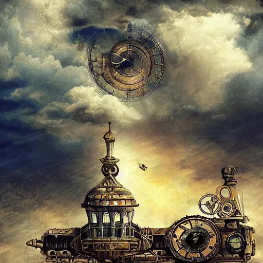 Image similar to clouds, steampunk, romanticism artwork