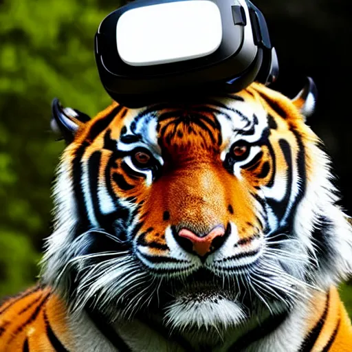 Image similar to a tiger wearing a vr headset