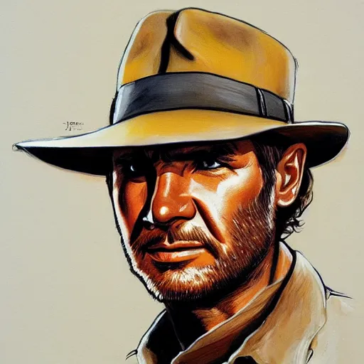 Prompt: indiana jones portrait by james jean