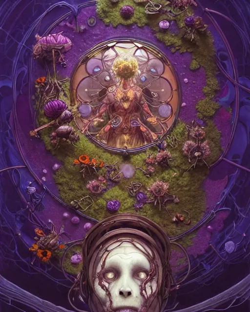 Image similar to the platonic ideal of flowers, rotting, insects and praying of cletus kasady carnage thanos dementor wild hunt doctor doom chtulu mandelbulb mandala ponyo spirited away bioshock davinci botw, d & d, fantasy, ego death, decay, dmt, art by artgerm and greg rutkowski and alphonse mucha