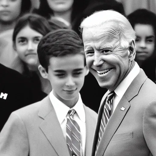 Image similar to A photo of joe biden teams up with a teenage joe biden, perfect faces, 50 mm, award winning photography