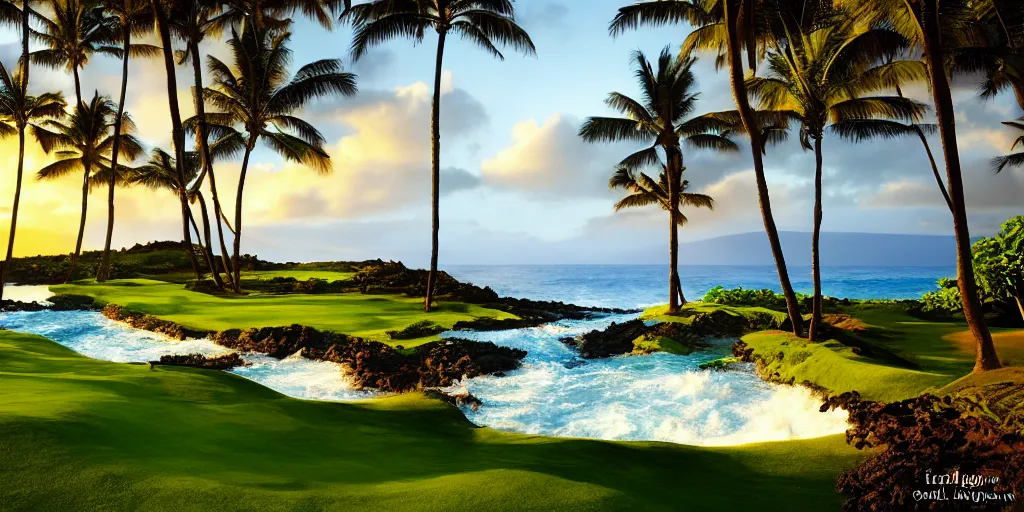 Prompt: Kapalua maui Hawaii, hyperrealistic, realistic, photorealistic, dynamic lighting, highly detailed, cinematic landscape, studio landscape, studio lighting