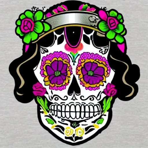 Image similar to greek goddess athena as a mexican sugar skull