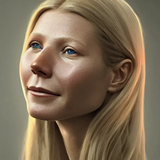 Image similar to Portrait of Gwyneth Paltrow, highly detailed facial features, octane render, 8k, by Ilya Repin