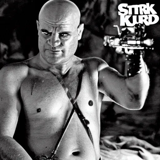 Image similar to black and white image of shrek as colonel kurtz, in apocalypse now