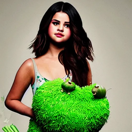 Image similar to selena gomez as celery monster