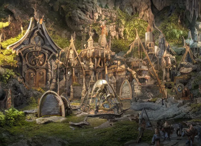 Prompt: detailed octane render of a diorama of moria as kids adventure playground, balrog, gandalf, skyrim, detailed, by joop geesink, wes anderson, jim henson, brian froud, breathtaking, 8 k resolution, beautiful lighting, studio light, extremely detailed, establishing shot, realistic materials, hyperrealistic