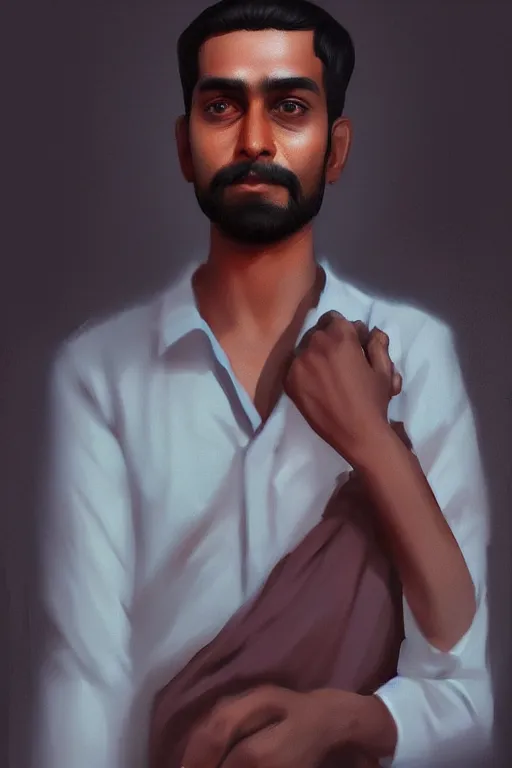 Image similar to portrait of an indian man by ilya kuvshinov trending on artstation, anime, award winning digital art, very very very very cute