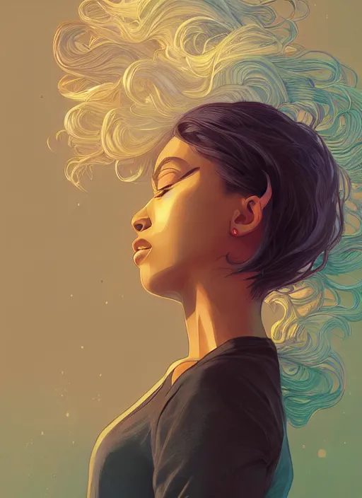 Image similar to handsome young black women with shoulder length white hair, half body shot, path traced, highly detailed, high quality, digital painting, alena aenami, lilia alvarado, shinji aramaki, karol bak, alphonse mucha, tom bagshaw