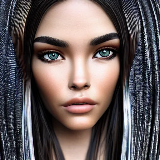 Image similar to detailed portrait, beautiful madison beer, majestic, futuristic, hyper - detailed, stylistic, symmetrical, 3 d render, 8 k, octane render