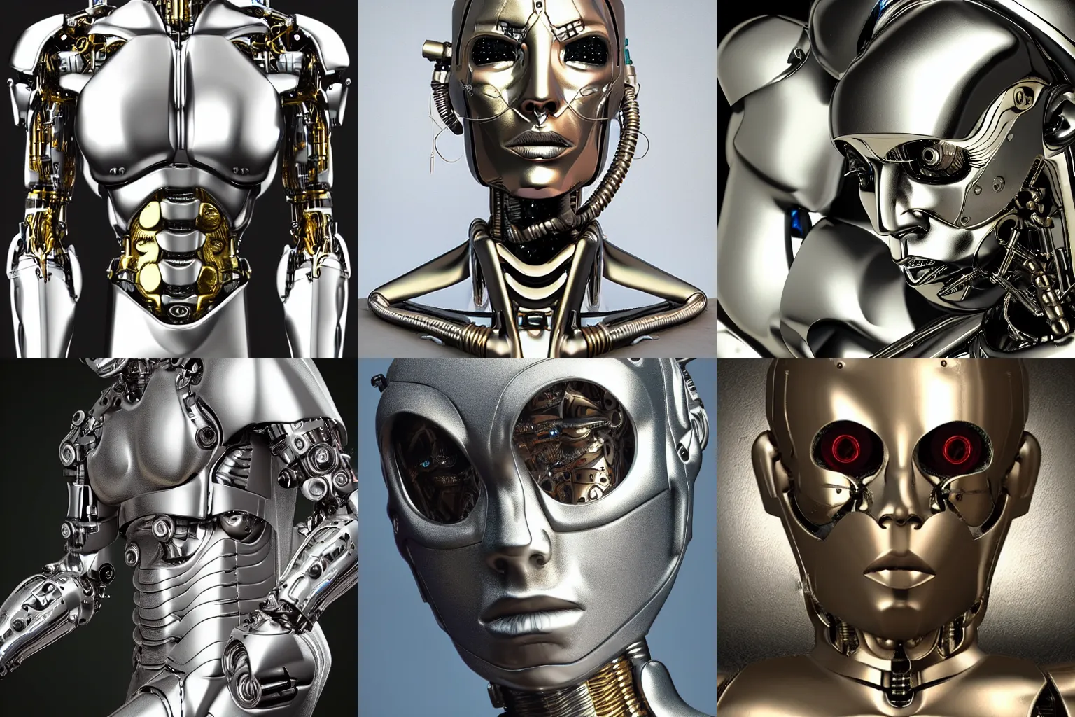 Prompt: a metallic cyborg with glass details feeling love, photorealistic