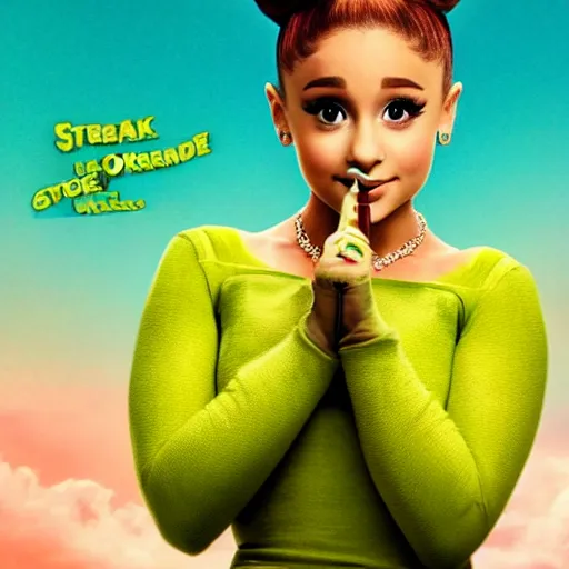 Prompt: ariana grande as shrek, cinematic, atmospheric, vivid, colorful, movie poster